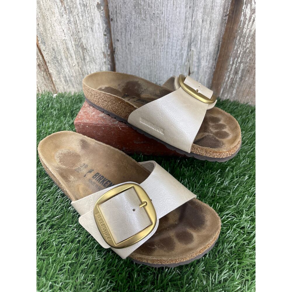 Birkenstock Madrid Big Buckle Graceful Pearl White Birko Flor Narrow EU39 L8
